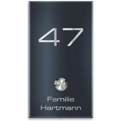 Metzler campanello wireless acciaio inox V2A incisione personalizzata nome civico pulsante impermeabile IP67 montaggio parete grigio antracite RAL 7016 design moderno resistente intemperie duraturo Metzler campanello wireless acciaio inox V2A incisione personalizzata nome civico pulsante impermeabile IP67 montaggio parete grigio antracite RAL 7016 design moderno resistente intemperie duraturo