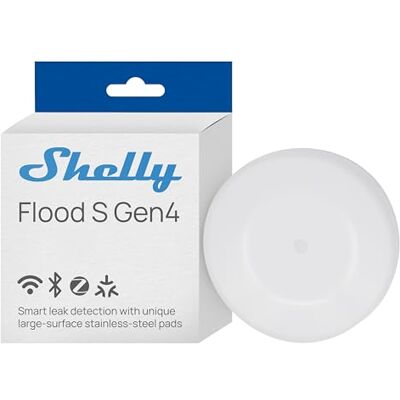 Shelly Flood S Gen4 Rilevatore Smart Wi-Fi Bluetooth Zigbee Matter Allagamento, IP67, Piastre Sensore Acciaio Inox, Rilevamento Perdite e Pioggia, 3 Modalità Allarme, Buzzer, Home Assistant Alexa Shelly Flood S Gen4 Rilevatore Smart Wi-Fi Bluetooth Zigbee Matter Allagamento, IP67, Piastre Sensore Acciaio Inox, Rilevamento Perdite e Pioggia, 3 Modalità Allarme, Buzzer, Home Assistant Alexa