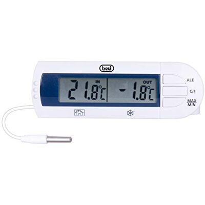 Trevi TE 3012 Termometro Digitale per Frigorifero e Congelatore, -50°C / +70°C, Sensore a Filo, Allarme Acustico di Temperatura, Facile installazione, Funzionamento a Batteria LR44 Trevi TE 3012 Termometro Digitale per Frigorifero e Congelatore, -50°C / +70°C, Sensore a Filo, Allarme Acustico di Temperatura, Facile installazione, Funzionamento a Batteria LR44