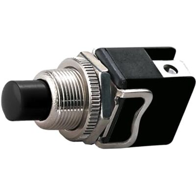 Electron Pulsante NA normalmente aperto ⌀10mm, nero, unipolare, rotondo, foro montaggio 12mm M12, fissaggio a vite con ghiera, da pannello, 12V 220V 4A, contatti a saldare, micro, mini, NO Electron Pulsante NA normalmente aperto ⌀10mm, nero, unipolare, rotondo, foro montaggio 12mm M12, fissaggio a vite con ghiera, da pannello, 12V 220V 4A, contatti a saldare, micro, mini, NO