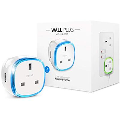 FIBARO FGWPG-121 Z-Wave Plus Presa Intelligente da Parete Tipo G con USB Charger FIBARO FGWPG-121 Z-Wave Plus Presa Intelligente da Parete Tipo G con USB Charger