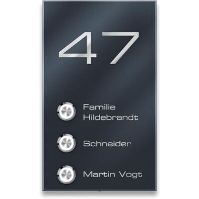 Metzler campanello da parete acciaio inox V2A con targa nome e numero civico incisione laser pulsante LED IP67 antracite RAL7016 design moderno resistente intemperie facile installazione Metzler campanello da parete acciaio inox V2A con targa nome e numero civico incisione laser pulsante LED IP67 antracite RAL7016 design moderno resistente intemperie facile installazione
