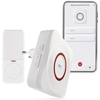 EMOS GoSmart Home Kit campanello wireless con app WiFi, 52 melodie, portata 150 m, 4 livelli di volume fino a 110 dB, batteria inclusa, colore: bianco EMOS GoSmart Home Kit campanello wireless con app WiFi, 52 melodie, portata 150 m, 4 livelli di volume fino a 110 dB, batteria inclusa, colore: bianco