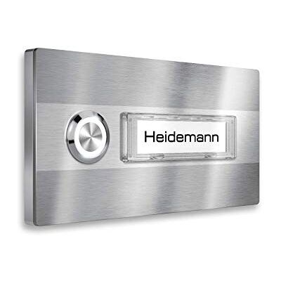 Metzler campanello parete acciaio inox V2A pulsante illuminato LED opzionale e targhetta nome intercambiabile montaggio facile senza saldatura resistente a intemperie e salsedine ricambi disponibili Metzler campanello parete acciaio inox V2A pulsante illuminato LED opzionale e targhetta nome intercambiabile montaggio facile senza saldatura resistente a intemperie e salsedine ricambi disponibili