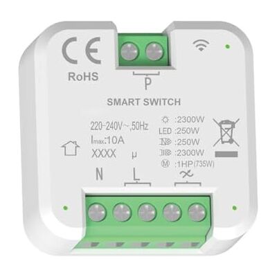 Electron Modulo smart, interruttore WiFi, 220V 230V, portata massima 2300W, supporta programmazione orari, timer, scene personalizzate e monitoraggio consumo energetico, controllo APP smartphone, relè, switch Electron Modulo smart, interruttore WiFi, 220V 230V, portata massima 2300W, supporta programmazione orari, timer, scene personalizzate e monitoraggio consumo energetico, controllo APP smartphone, relè, switch