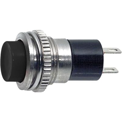 Electron Pulsante NA normalmente aperto ⌀14mm, nero, unipolare, rotondo, foro montaggio 12mm M12, fissaggio a vite con ghiera, da pannello, 12V 220V 1A, contatti a saldare, micro, mini, NO Electron Pulsante NA normalmente aperto ⌀14mm, nero, unipolare, rotondo, foro montaggio 12mm M12, fissaggio a vite con ghiera, da pannello, 12V 220V 1A, contatti a saldare, micro, mini, NO