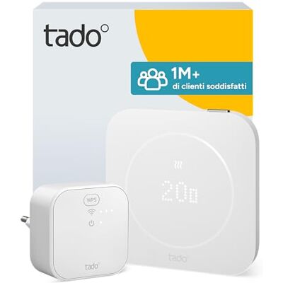 tado Kit di avviamento termostato intelligente ° X (2a generazione), Cablato Cablato, bianco, Finitura opaca, include Bridge X, cavo USB-C, Controllo tramite app, Comandi vocali tado Kit di avviamento termostato intelligente ° X (2a generazione), Cablato Cablato, bianco, Finitura opaca, include Bridge X, cavo USB-C, Controllo tramite app, Comandi vocali
