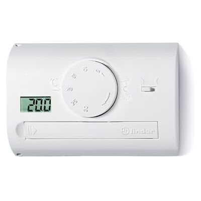 Finder Termostato digitale a rotella Tipo 1T.41. Alimentazione a batteria.Funzioni Antigelo, Estate, Inverno, Selettore Giorno/Notte. Temperatura Regolabile da 5 a 33 °C. Colore Bianco Finder Termostato digitale a rotella Tipo 1T.41. Alimentazione a batteria.Funzioni Antigelo, Estate, Inverno, Selettore Giorno/Notte. Temperatura Regolabile da 5 a 33 °C. Colore Bianco
