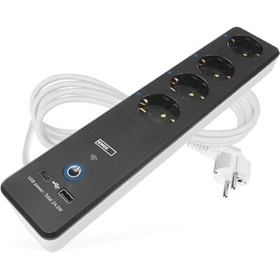 EMOS GoSmart Ciabatta elettrica a 4 prese con WiFi e app 2 m Smart Home WLAN con 2 porte USB (USB-C, USB-A), interruttore, wattmetro e timer, compatibile con Alexa, Google Assistant EMOS GoSmart Ciabatta elettrica a 4 prese con WiFi e app 2 m Smart Home WLAN con 2 porte USB (USB-C, USB-A), interruttore, wattmetro e timer, compatibile con Alexa, Google Assistant