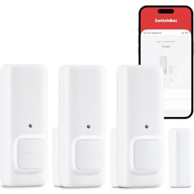 SwitchBot Sensore di contatto intelligente per allarme di porte e finestre, wireless, per la sicurezza domestica, compatibile con Alexa utilizzando Hub (3 pezzi) SwitchBot Sensore di contatto intelligente per allarme di porte e finestre, wireless, per la sicurezza domestica, compatibile con Alexa utilizzando Hub (3 pezzi)