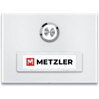 Metzler Campanello in acciaio INOX con targhetta nome sostituibile, Bianco Metzler Campanello in acciaio INOX con targhetta nome sostituibile, Bianco