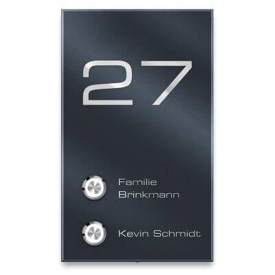 Metzler campanello da parete bifamiliare acciaio inox antracite RAL7016 pulsante LED impermeabile incisione personalizzata targa nome numero civico design moderno facile installazione 10 anni ricambi Metzler campanello da parete bifamiliare acciaio inox antracite RAL7016 pulsante LED impermeabile incisione personalizzata targa nome numero civico design moderno facile installazione 10 anni ricambi