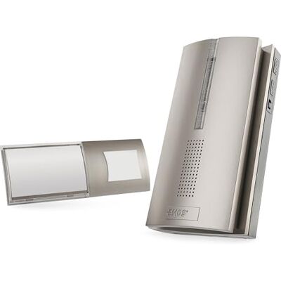 EMOS Set campanello senza fili con funzione ripetitore, portata illimitata, volume a 5 livelli fino a 85 dB, display a LED, 16 melodie, funzione di memoria, funzionamento a batteria EMOS Set campanello senza fili con funzione ripetitore, portata illimitata, volume a 5 livelli fino a 85 dB, display a LED, 16 melodie, funzione di memoria, funzionamento a batteria