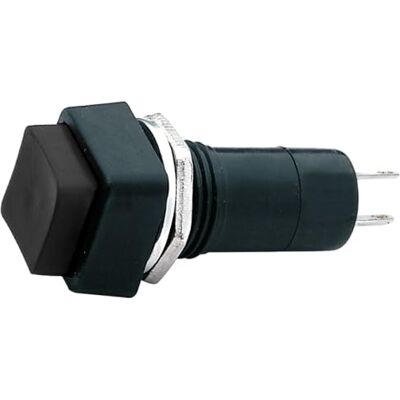 Electron Pulsante NA normalmente aperto 18x18mm, tasto nero, unipolare, quadrato, foro montaggio 12mm M12, fissaggio a vite con ghiera, da pannello, 12V 220V 1A, contatti a saldare, micro, mini, NO Electron Pulsante NA normalmente aperto 18x18mm, tasto nero, unipolare, quadrato, foro montaggio 12mm M12, fissaggio a vite con ghiera, da pannello, 12V 220V 1A, contatti a saldare, micro, mini, NO
