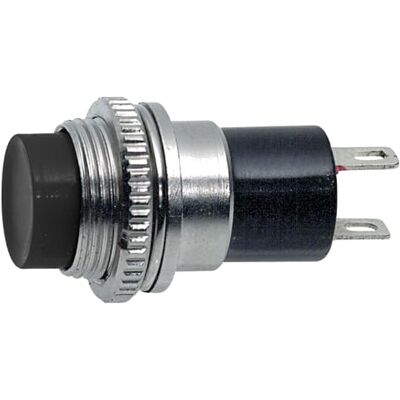 Electron Pulsante NC normalmente chiuso ⌀14mm, tasto nero, unipolare, rotondo, tondo, foro montaggio 12mm M12, fissaggio a vite con ghiera, da pannello, 12V 220V 1A, contatti a saldare, micro, mini Electron Pulsante NC normalmente chiuso ⌀14mm, tasto nero, unipolare, rotondo, tondo, foro montaggio 12mm M12, fissaggio a vite con ghiera, da pannello, 12V 220V 1A, contatti a saldare, micro, mini