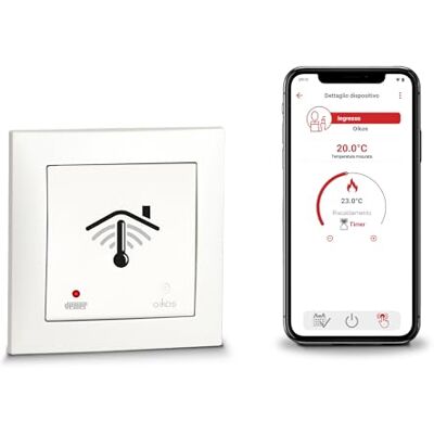 VEMER OIKOS WIFI INT Cronotermostato WiFi su Scatola da Incasso Rotonda (50x50), Termostato Smart con APP, Alexa e Google Home, Programmazione Settimanale, Alimentazione 230V, Bianco VEMER OIKOS WIFI INT Cronotermostato WiFi su Scatola da Incasso Rotonda (50x50), Termostato Smart con APP, Alexa e Google Home, Programmazione Settimanale, Alimentazione 230V, Bianco