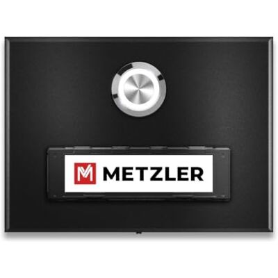 Metzler campanello esterno acciaio inox pulsante illuminato LED targhetta personalizzabile nero opaco resistente intemperie installazione facile viti e tasselli inclusi 6-12 V 10 anni ricambi Metzler campanello esterno acciaio inox pulsante illuminato LED targhetta personalizzabile nero opaco resistente intemperie installazione facile viti e tasselli inclusi 6-12 V 10 anni ricambi