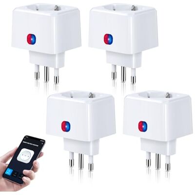 Aigostar Presa Smart Italiana, 10A, 2300W, Presa Wifi Mini Compatibile con Alexa e Google Home, Controllo Vocale e Remoto, Funzione Timer, 2.4GHz WiFi. Bianca, 4 Unità Aigostar Presa Smart Italiana, 10A, 2300W, Presa Wifi Mini Compatibile con Alexa e Google Home, Controllo Vocale e Remoto, Funzione Timer, 2.4GHz WiFi. Bianca, 4 Unità