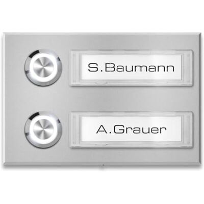 Metzler campanello multifamiliare da parete in alluminio grigio con targhette nome intercambiabili e illuminazione LED opzionale resistente alle intemperie acciaio inox 6 12V design moderno Metzler campanello multifamiliare da parete in alluminio grigio con targhette nome intercambiabili e illuminazione LED opzionale resistente alle intemperie acciaio inox 6 12V design moderno