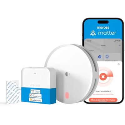 meross Matter Rilevatore di fumo WiFi connesso, 1 pezzi con Hub MSH450 meross Matter Rilevatore di fumo WiFi connesso, 1 pezzi con Hub MSH450