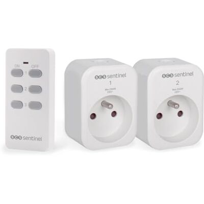 SCS Sentinel Prese elettriche da interno con telecomando 2 prese + 1 telecomando, frequenza 433,92 MHz, modello compatto, colore bianco, facile da installare e utilizzare SCS Sentinel Prese elettriche da interno con telecomando 2 prese + 1 telecomando, frequenza 433,92 MHz, modello compatto, colore bianco, facile da installare e utilizzare