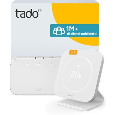 tado Kit di avviamento wireless ° Smart Thermostat X (2a generazione) finitura a filo, include Bridge X, ricevitore wireless,controllo del riscaldamento per caldaie e riscaldamento a pavimento. tado Kit di avviamento wireless ° Smart Thermostat X (2a generazione) finitura a filo, include Bridge X, ricevitore wireless,controllo del riscaldamento per caldaie e riscaldamento a pavimento.