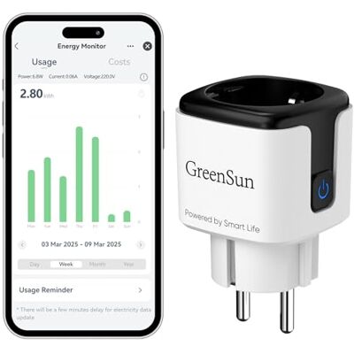 GreenSun Presa Smart WiFi 2.4 GHz, SmartLife, Alexa, Timer,Nero 1 Pezzi Prese smart WiFi con SmartLife, Alexa, timer e controllo remoto per gestire più dispositivi. GreenSun Presa Smart WiFi 2.4 GHz, SmartLife, Alexa, Timer,Nero 1 Pezzi Prese smart WiFi con SmartLife, Alexa, timer e controllo remoto per gestire più dispositivi.