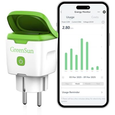 GreenSun Presa Smart Smart Life APP Telecomando Compatibile con Alexa/Google Home 16A Temporizzata Programmabile Misuratore Di Consumo Elettrico Prese Intelligente IP44 per Esterni 4000W GreenSun Presa Smart Smart Life APP Telecomando Compatibile con Alexa/Google Home 16A Temporizzata Programmabile Misuratore Di Consumo Elettrico Prese Intelligente IP44 per Esterni 4000W