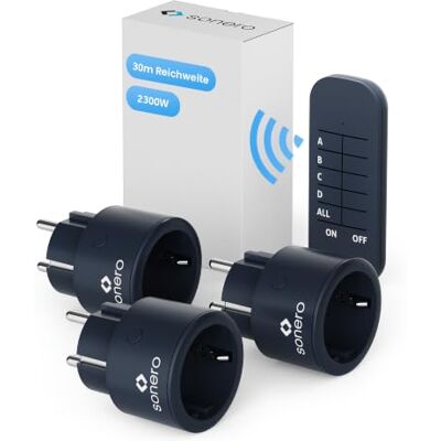 Sonero ® set di prese radio 2300 watt 1x telecomando, 3x prese per uso interno, portata 30 m, antracite Sonero ® set di prese radio 2300 watt 1x telecomando, 3x prese per uso interno, portata 30 m, antracite