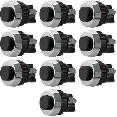 Electron 10x Pulsante NA normalmente aperto ⌀19mm, tasto nero, unipolare, rotondo, tondo, foro montaggio 15mm M15, fissaggio a vite con ghiera, da pannello, 12V 220V 0,7A, contatti a saldare, micro, mini, NO Electron 10x Pulsante NA normalmente aperto ⌀19mm, tasto nero, unipolare, rotondo, tondo, foro montaggio 15mm M15, fissaggio a vite con ghiera, da pannello, 12V 220V 0,7A, contatti a saldare, micro, mini, NO