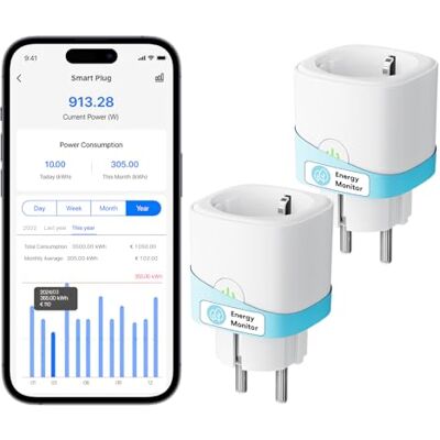 meross Presa Smart WiFi con Monitoraggio Consumi, Presa Intelligente 16A, Presa Smart Schuko (Type F) Compatibile con Alexa, Google Home e SmartThings, Controllo Vocale e Remoto, 2 Pezzi meross Presa Smart WiFi con Monitoraggio Consumi, Presa Intelligente 16A, Presa Smart Schuko (Type F) Compatibile con Alexa, Google Home e SmartThings, Controllo Vocale e Remoto, 2 Pezzi