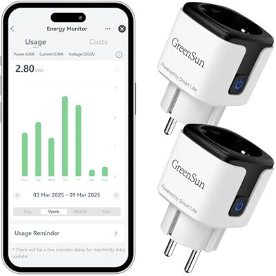 GreenSun Presa Smart WiFi 2.4 GHz, SmartLife, Alexa, Timer,Nero 2 Pezzi Set da 2 prese smart WiFi con SmartLife, Alexa, timer e controllo remoto per gestire più dispositivi. GreenSun Presa Smart WiFi 2.4 GHz, SmartLife, Alexa, Timer,Nero 2 Pezzi Set da 2 prese smart WiFi con SmartLife, Alexa, timer e controllo remoto per gestire più dispositivi.
