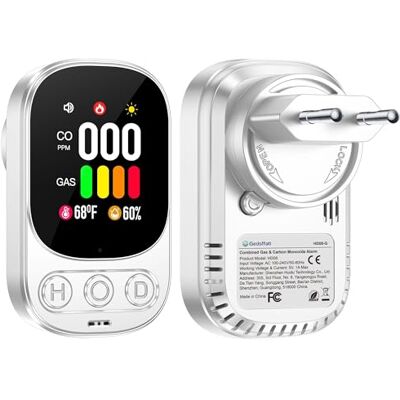 Gedsffati Rilevatore di Gas e Monossido di Carbonio con Spina per Casa, Allarme di CO, Rivelatore di Gas Combustibile per Gas Naturale LPG Metano Propano Butano, Bianco, -G Gedsffati Rilevatore di Gas e Monossido di Carbonio con Spina per Casa, Allarme di CO, Rivelatore di Gas Combustibile per Gas Naturale LPG Metano Propano Butano, Bianco, -G