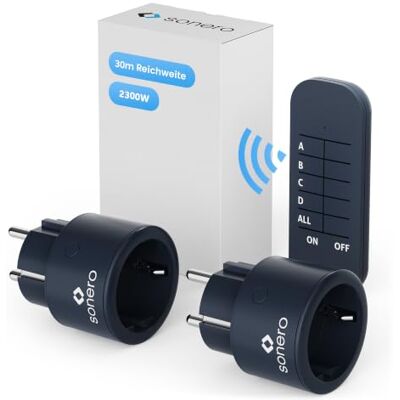 Sonero ® set di prese radio 2300 watt 1x telecomando, 2x prese per uso interno, portata 30 m, antracite Sonero ® set di prese radio 2300 watt 1x telecomando, 2x prese per uso interno, portata 30 m, antracite