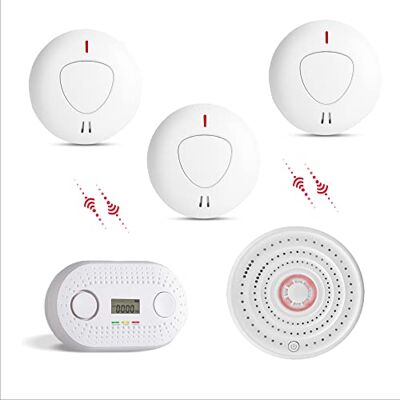 Firexo fxo Rivelatore ottico interconnesso di fumo, calore e monossido di carbonio 1 allarme di calore, 3 fumo e 1 CO Allarmi antincendio wireless Confezione multipla con batteria da 10 anni Firexo fxo Rivelatore ottico interconnesso di fumo, calore e monossido di carbonio 1 allarme di calore, 3 fumo e 1 CO Allarmi antincendio wireless Confezione multipla con batteria da 10 anni