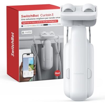 SwitchBot Apri Tende Intelligente Telecomando Bluetooth con App/Timer, Aggiornamento delle Prestazioni, Aggiungi Hub per farlo funzionare con Alexa, Google Home, HomeKit (Curtain 3, Rod) SwitchBot Apri Tende Intelligente Telecomando Bluetooth con App/Timer, Aggiornamento delle Prestazioni, Aggiungi Hub per farlo funzionare con Alexa, Google Home, HomeKit (Curtain 3, Rod)