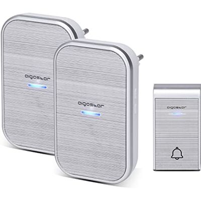 Aigostar Campanello Senza Fili, Campanello Wireless Impermeabile IP44 da Esterno, Portata 150m con 36 Melodie e 3 Livelli di Volume, 1 Trasmettitore + 2Ricevitor Aigostar Campanello Senza Fili, Campanello Wireless Impermeabile IP44 da Esterno, Portata 150m con 36 Melodie e 3 Livelli di Volume, 1 Trasmettitore + 2Ricevitor