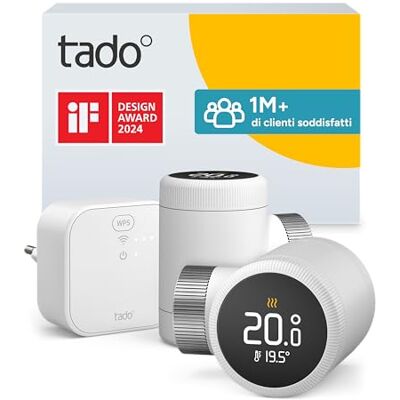 tado ° Termostato Intelligente X – Starter Kit con Bridge X controllo del riscaldamento tramite app e smart speaker (Alexa, Siri, Google Assistant), risparmio energetico tado ° Termostato Intelligente X – Starter Kit con Bridge X controllo del riscaldamento tramite app e smart speaker (Alexa, Siri, Google Assistant), risparmio energetico