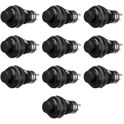 Electron 10x Pulsante NA normalmente aperto ⌀13mm, tasto nero, unipolare, rotondo, tondo, foro montaggio 10mm M10, fissaggio a vite con ghiera, da pannello, 12V 220V 1A, contatti a saldare, micro, mini, NO Electron 10x Pulsante NA normalmente aperto ⌀13mm, tasto nero, unipolare, rotondo, tondo, foro montaggio 10mm M10, fissaggio a vite con ghiera, da pannello, 12V 220V 1A, contatti a saldare, micro, mini, NO