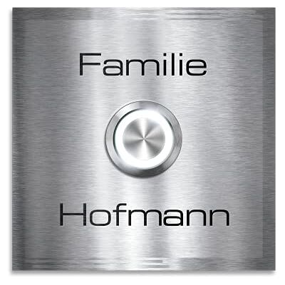 Metzler campanello acciaio inox LED illuminato IP67 incisione laser profonda placca quadrata 100 x 100 mm finitura satinata montaggio incasso design moderno piastra fissaggio invisibile resistente int Metzler campanello acciaio inox LED illuminato IP67 incisione laser profonda placca quadrata 100 x 100 mm finitura satinata montaggio incasso design moderno piastra fissaggio invisibile resistente int