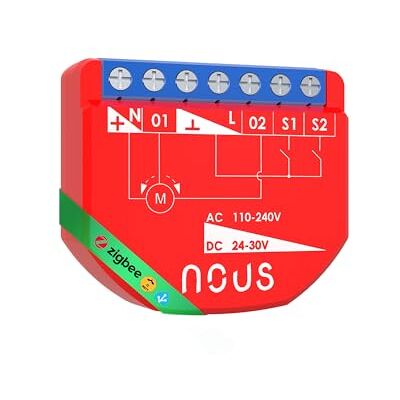 NOUS ZigBee Smart Blind Controller, AC 16A/DC 10A, Gateway ZigBee 3.0, compatibile con Alexa, Google Assistant, Zigbee2MQTT, Home Assistant, Tuya Smart Life, contatti a secco NOUS ZigBee Smart Blind Controller, AC 16A/DC 10A, Gateway ZigBee 3.0, compatibile con Alexa, Google Assistant, Zigbee2MQTT, Home Assistant, Tuya Smart Life, contatti a secco