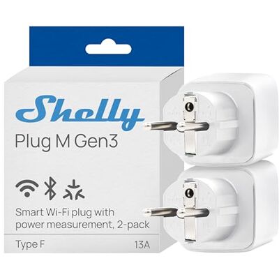 Shelly Plug M Gen3 Bianco Presa Intelligente Wi-Fi & Matter (Tipo F), Misurazione Consumi, 13A, 3000W, Nessun Hub Richiesto, Timer, Riscaldamento, Luci, Alexa, Google Home, Apple HomeKit (2 Pezzi) Shelly Plug M Gen3 Bianco Presa Intelligente Wi-Fi & Matter (Tipo F), Misurazione Consumi, 13A, 3000W, Nessun Hub Richiesto, Timer, Riscaldamento, Luci, Alexa, Google Home, Apple HomeKit (2 Pezzi)