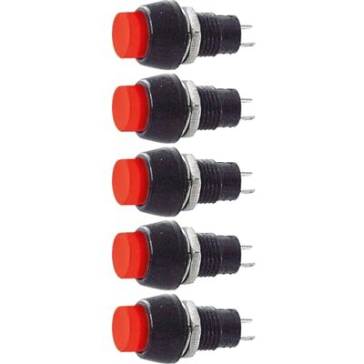 Electron 5x Interruttore a pulsante ⌀15mm, funzione ON-OFF, tasto rosso, unipolare, 2 posizioni, rotondo, tondo, foro 12mm, fissaggio a vite, da pannello, portata 12V 220V 230V 1A, contatti a saldare, click Electron 5x Interruttore a pulsante ⌀15mm, funzione ON-OFF, tasto rosso, unipolare, 2 posizioni, rotondo, tondo, foro 12mm, fissaggio a vite, da pannello, portata 12V 220V 230V 1A, contatti a saldare, click
