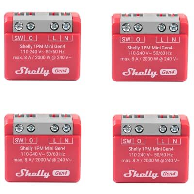 Shelly 1PM Mini Gen4, interruttore relè intelligente con funzionamento Wi-Fi, 1 canale, 8A, misurazione della potenza, automazione domestica, nessun hub necessario, Alexa, Apple HomeKit & Google Home Shelly 1PM Mini Gen4, interruttore relè intelligente con funzionamento Wi-Fi, 1 canale, 8A, misurazione della potenza, automazione domestica, nessun hub necessario, Alexa, Apple HomeKit & Google Home