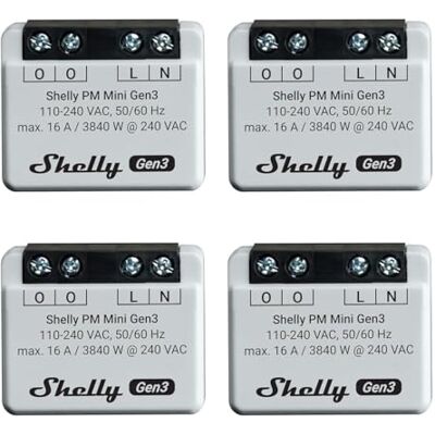Shelly PM Mini Gen 3 Misuratore di potenza intelligente WiFi e Bluetooth, 1 canale, 16 A, domotica, compatibile con Alexa e Google Home, app iOS Android, non richiede hub Shelly PM Mini Gen 3 Misuratore di potenza intelligente WiFi e Bluetooth, 1 canale, 16 A, domotica, compatibile con Alexa e Google Home, app iOS Android, non richiede hub