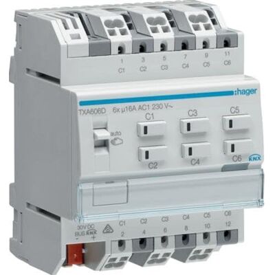 Hager Módulo 6 salidas, 16A cargas capacitivas, easy Hager Módulo 6 salidas, 16A cargas capacitivas, easy
