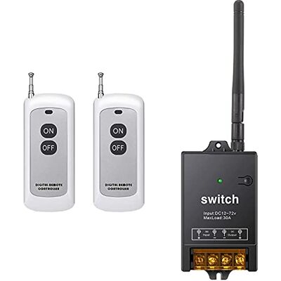 dstfuy Interruttore telecomando, relè DC 12V/24V/48V/72V/40A, interruttore RF wireless con portata 984 ft, interruttore remoto per allarmi antifurto, porta Lind con rulli, barriere per cancelli. dstfuy Interruttore telecomando, relè DC 12V/24V/48V/72V/40A, interruttore RF wireless con portata 984 ft, interruttore remoto per allarmi antifurto, porta Lind con rulli, barriere per cancelli.