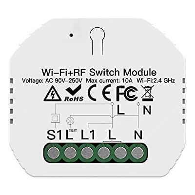 LEDLUX SH104 Mini Interruttore WIFI Intelligente, Smart Switch Module, 10A 220V, Funzione Con Pulsante N.O. + RF 433, Compatibile Con Amazon Alexa e Google Home (WIFI + RF433) LEDLUX SH104 Mini Interruttore WIFI Intelligente, Smart Switch Module, 10A 220V, Funzione Con Pulsante N.O. + RF 433, Compatibile Con Amazon Alexa e Google Home (WIFI + RF433)