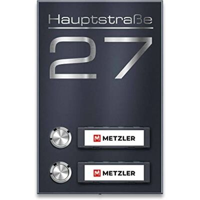 Metzler campanello wireless da parete per bifamiliari, targhette intercambiabili, antracite RAL 7016, portata fino a 300 m, acciaio inox V2A resistente alle intemperie, montaggio a vista, pulsante LED Metzler campanello wireless da parete per bifamiliari, targhette intercambiabili, antracite RAL 7016, portata fino a 300 m, acciaio inox V2A resistente alle intemperie, montaggio a vista, pulsante LED