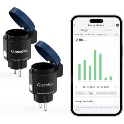 GreenSun Presa Smart Esterna Presa Smart WiFi Outdoor Smart Life Presa Intelligente Alexa WIFI Presa Intelligente WiFi Presa con Misura del Consumo Smart Plug Energetico 16A 2PC GreenSun Presa Smart Esterna Presa Smart WiFi Outdoor Smart Life Presa Intelligente Alexa WIFI Presa Intelligente WiFi Presa con Misura del Consumo Smart Plug Energetico 16A 2PC